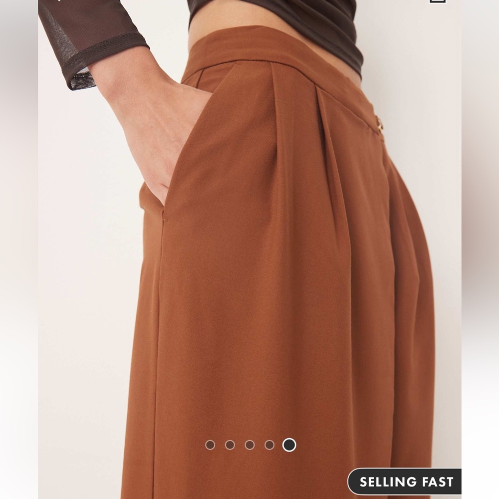 ASOS Tall Rust-Brown Wide Leg High Waist Trousers - Picture 5 of 11